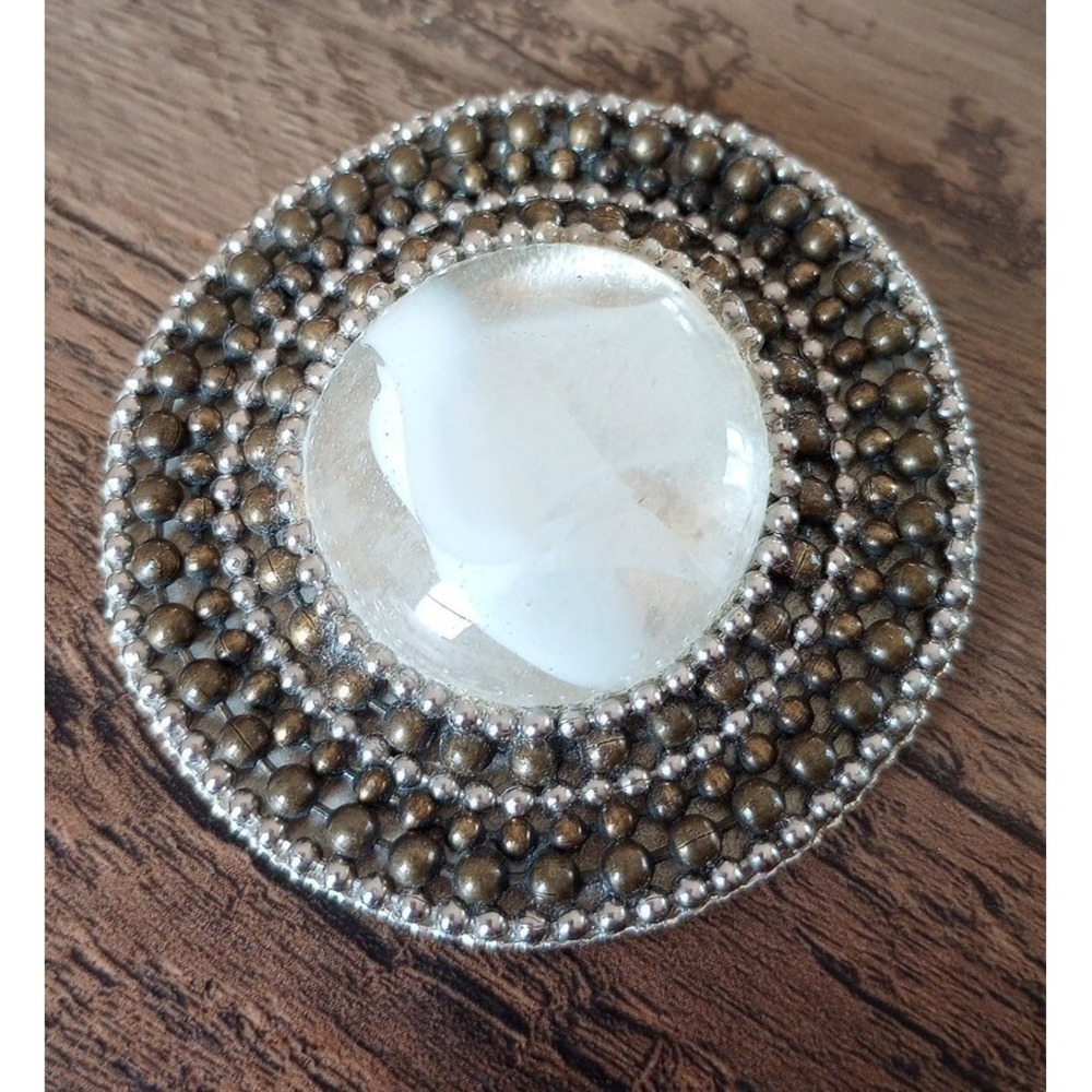 Handcrafted Glass/Beaded Brooch Pin Signed by the Artist Radial Design EUC